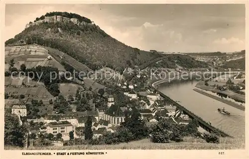 AK / Ansichtskarte Koenigstein_Saechsische_Schweiz Stadt und Festung Koenigstein Koenigstein_Saechsische