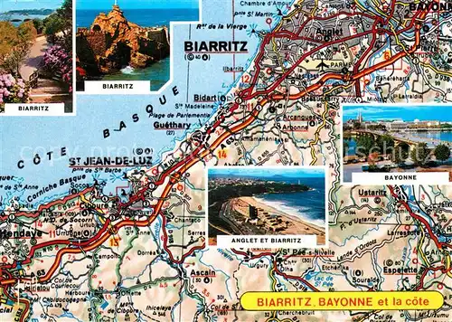 AK / Ansichtskarte Biarritz_Pyrenees_Atlantiques Landkarte Anglet Biarritz_Pyrenees