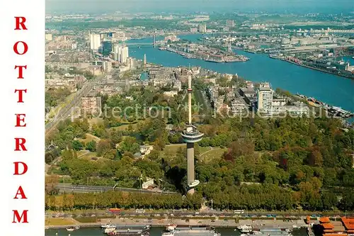 AK / Ansichtskarte Rotterdam Fliegeraufnahme mit Sendeturm Euromast Hafen  Rotterdam