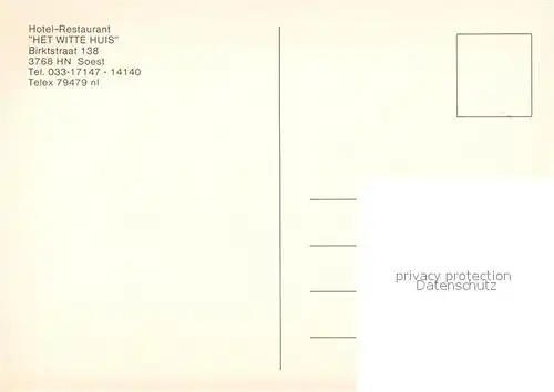 AK / Ansichtskarte Soest_Netherlands Hotel Restaurant Het Witte Huis Soest_Netherlands