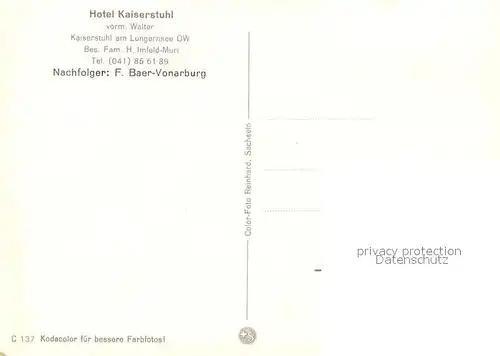 AK / Ansichtskarte Lungern Hotel Kaiserstuhl am Lungernsee Lungern