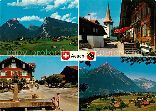 AK / Ansichtskarte Aeschi_BE Restaurant Sternen Niesen Dorfstrasse Rothorn Niederhorn Aeschi_BE