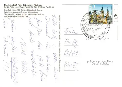 AK / Ansichtskarte Roehrnbach Hotel Jagdhof Roehrnbach