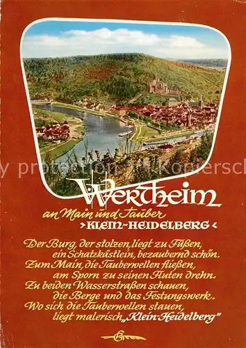 AK / Ansichtskarte Wertheim_Main Fliegeraufnahme Klein Heidelberg Burg Gedicht Wertheim Main