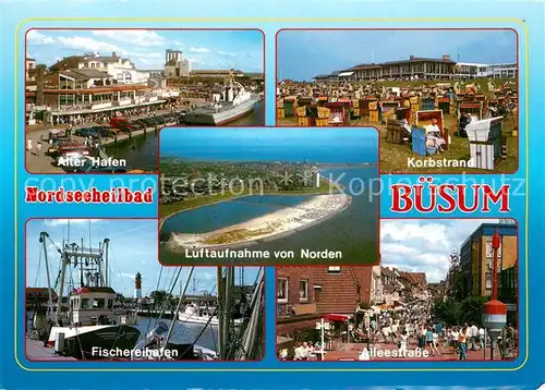 Buesum_Nordseebad Alter Hafen Fliegeraufnahme Fischereihafen Alleestrasse Korbstrand Buesum_Nordseebad