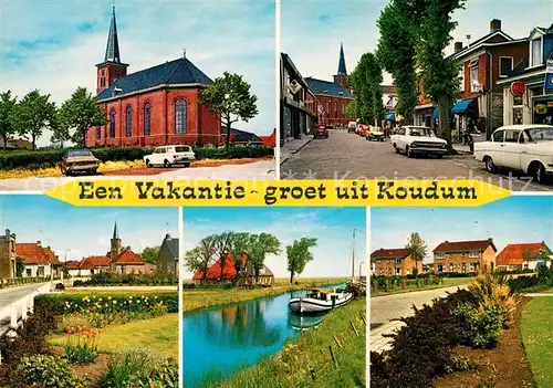 Koudum Kirche Strassenpartie Kanal Koudum