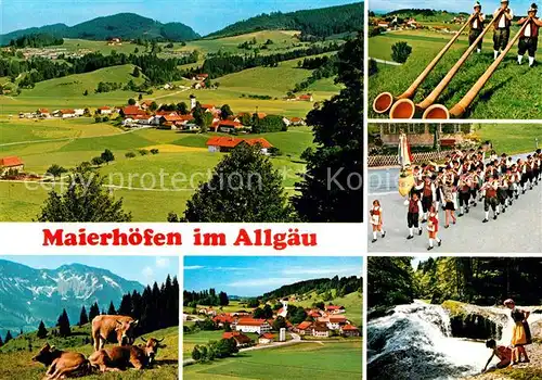 AK / Ansichtskarte Maierhoefen_Allgaeu Alphornblaeser Kueher Musikkapelle Maierhoefen Allgaeu