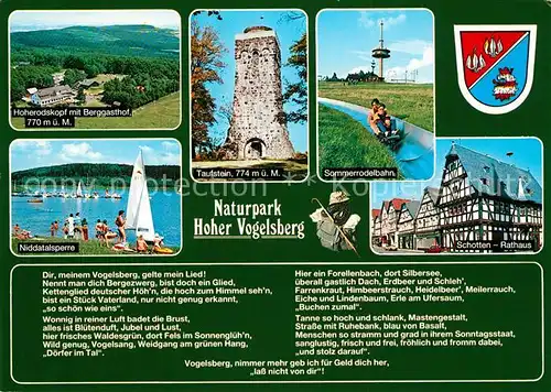 AK / Ansichtskarte Hoher_Vogelsberg Naturpark Taufstein Sommerrodelbahn Schotten Rathaus Niddatalsperre  Hoher Vogelsberg