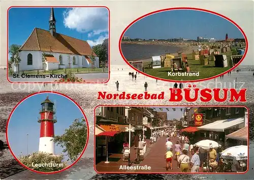 AK / Ansichtskarte Buesum_Nordseebad Leuchtturm Alleestrasse Strand Buesum_Nordseebad