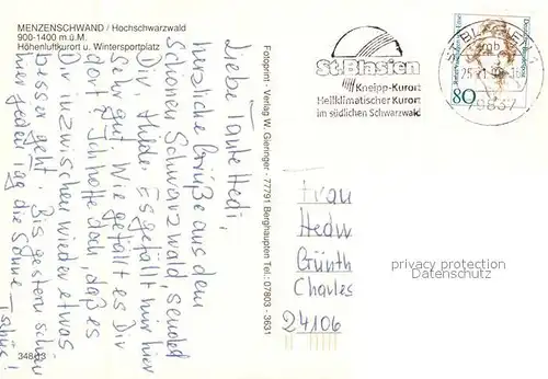 AK / Ansichtskarte Menzenschwand  Menzenschwand