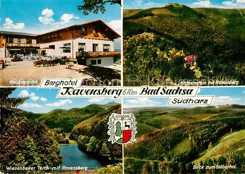 AK / Ansichtskarte Bad_Sachsa_Harz Berghotel Ravensberg Katzenstein Ravensberg Wiesenbeker Teich Bad_Sachsa_Harz