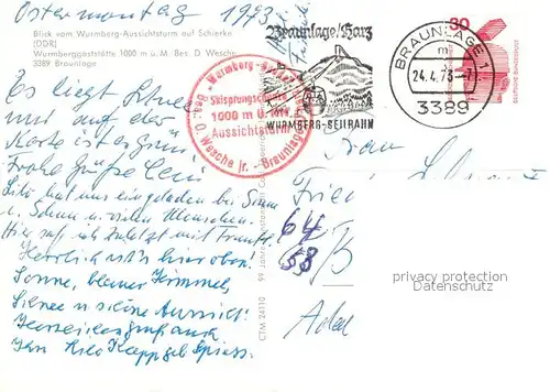 AK / Ansichtskarte Schierke_Harz Panorama vom Wurmberg Aussichtsturm Schierke Harz