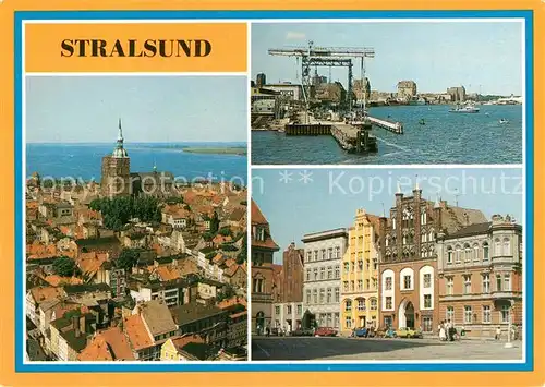 AK / Ansichtskarte Stralsund_Mecklenburg_Vorpommern Blick von der Ziegelgrabenbruecke Hafen alter Markt Stralsund_Mecklenburg