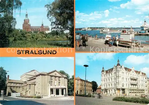 AK / Ansichtskarte Stralsund_Mecklenburg_Vorpommern Marienkirche Hafen Theater Olof Palme Platz Hotel am Bahnhof Stralsund_Mecklenburg