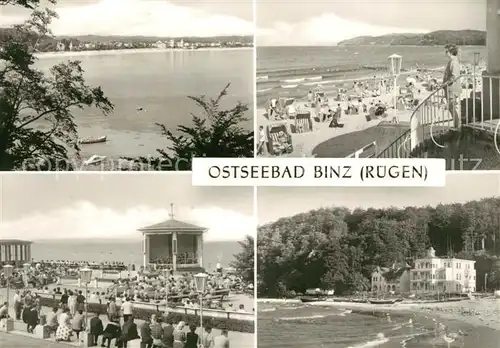 AK / Ansichtskarte Binz_Ruegen Strand Konzertplatz Ferienheim Haus Agnes Binz_Ruegen