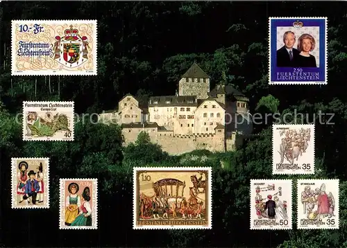 AK / Ansichtskarte Vaduz Liechtenstein Briefmarken Dauerauftrag Burg Vaduz