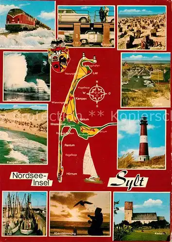 AK / Ansichtskarte Insel_Sylt Fliegeraufnahme Kampen Hoernum Strand Autozug Sturmflut  Insel_Sylt