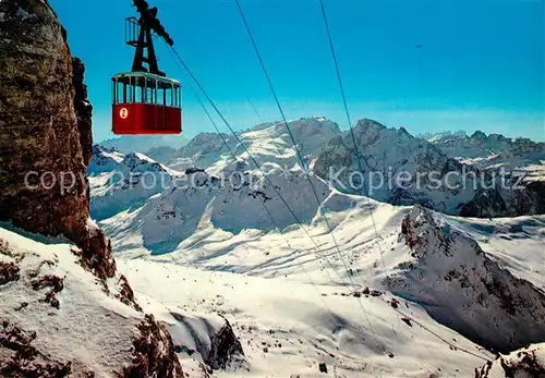AK / Ansichtskarte Passo_Pordoi Funivia Marmolada Dolomiti Seilbahn Bergbahn Pordojoch Panorama Dolomiten Passo Pordoi