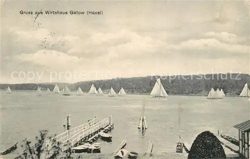 AK / Ansichtskarte Gatow_Berlin Wirtshaus Gatow Seepanorama Gatow Berlin