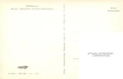 AK / Ansichtskarte Insel_Hiddensee Kloster Ruhestaette Gerhard Hauptmann Insel Hiddensee
