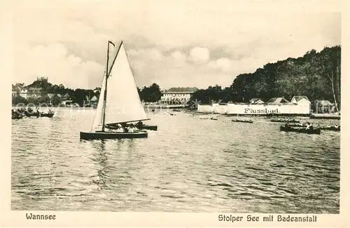 AK / Ansichtskarte Wannsee Stolper See mit Badeanstalt Wannsee