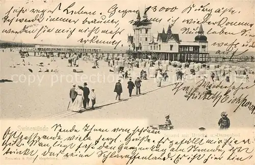 AK / Ansichtskarte Swinemuende Strand Seebruecke Swinemuende