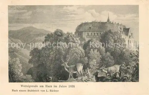 AK / Ansichtskarte Wernigerode_Harz Schloss Stahlstich Wernigerode Harz