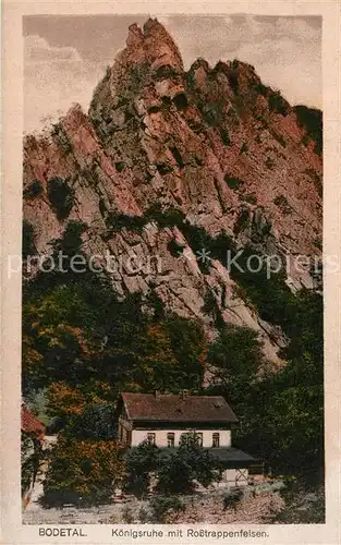 AK / Ansichtskarte Bodetal_Harz Koenigsruhe mit Rosstrappenfelsen Bodetal Harz