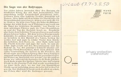 AK / Ansichtskarte Bodetal_Harz Rosstrappensprung Bodetal Harz