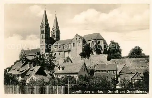 AK / Ansichtskarte Quedlinburg Schloss mit Schlosskirche Quedlinburg