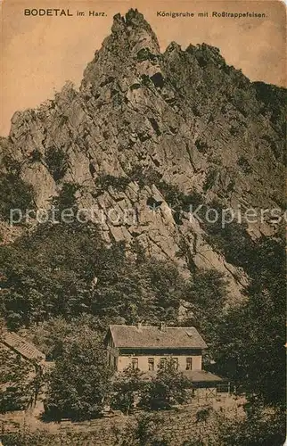 AK / Ansichtskarte Bodetal_Harz Koenigsruhe mit Rosstrappefelsen Bodetal Harz
