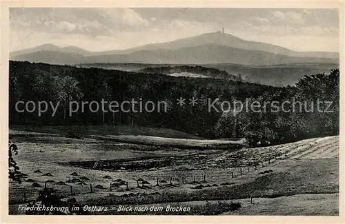 AK / Ansichtskarte Friedrichsbrunn_Harz Blick zum Brocken Friedrichsbrunn Harz