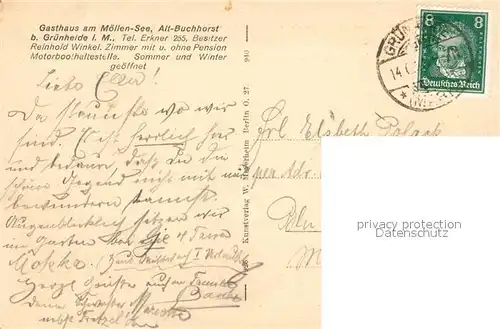 AK / Ansichtskarte Alt Buchhorst Moellenseepartie bei der Spiegelquelle Alt Buchhorst