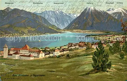 AK / Ansichtskarte Bad_Wiessee am Tegernsee mit Baumgarten Brecherspitze Wallberg Setzberg Bad_Wiessee