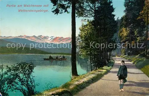 AK / Ansichtskarte Walchensee mit Wettersteingebirge Uferweg Walchensee