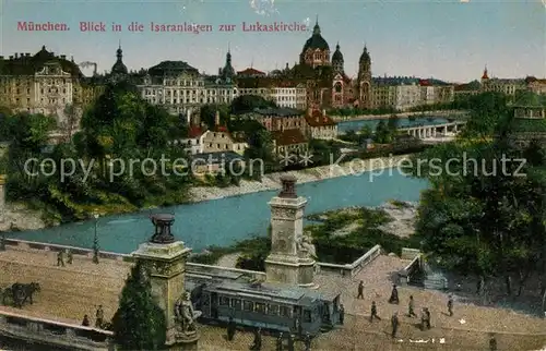 AK / Ansichtskarte Muenchen Isaranlagen mit Lukaskirche Muenchen