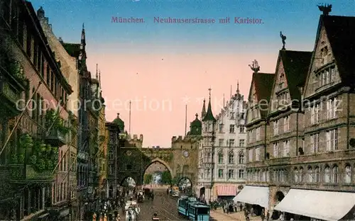 AK / Ansichtskarte Muenchen Neuhauserstrasse mit Karlstor Muenchen