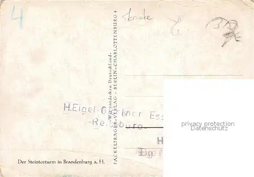 AK / Ansichtskarte Brandenburg_Havel Steintorturm Brandenburg Havel