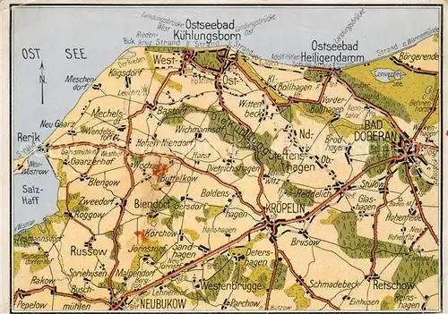 AK / Ansichtskarte Kuehlungsborn_Ostseebad Gebietskarte bis Neubukow  Kuehlungsborn_Ostseebad