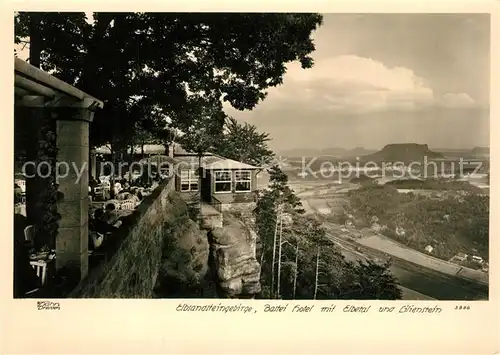 AK / Ansichtskarte Saechsische_Schweiz Elbsandsteingebirge Bastei Hotel mit Elbetal und Lilienstein Saechsische Schweiz