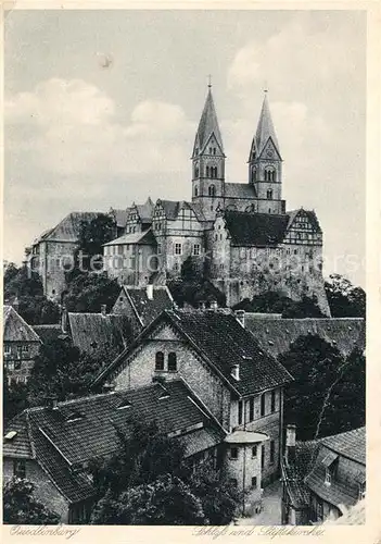AK / Ansichtskarte Quedlinburg Schloss und Stiftskirche Quedlinburg
