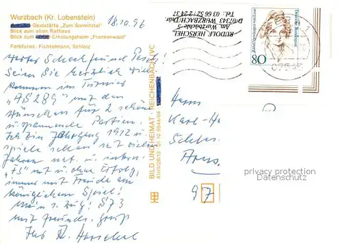 AK / Ansichtskarte Wurzbach Restaurant Zum Sormitztal Wurzbach