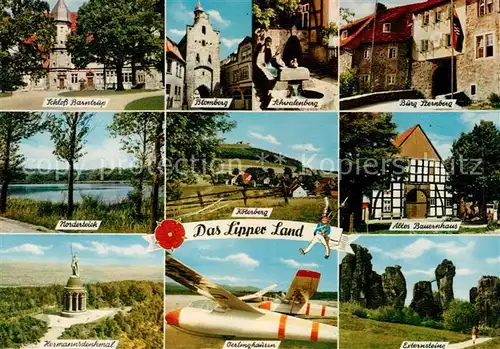 AK / Ansichtskarte Blomberg_Lippe Das Lipper Land Schloss Barntrup Schwalenberg Burg Sternberg Norderteich Oerlinghausen Externsteine Hermannsdenkmal Blomberg Lippe