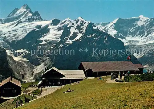 AK / Ansichtskarte Grindelwald Bergstation Restaurant First Schreckhorn Fiescherhoerner Grindelwald