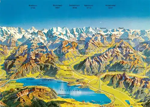 AK / Ansichtskarte Thunersee Panoramakarte Thunersee