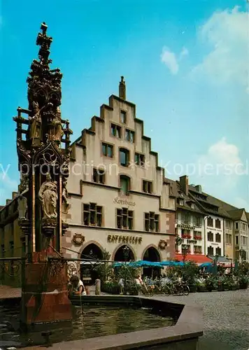 AK / Ansichtskarte Freiburg_Breisgau Muensterplatz Brunnen Kornhaus Freiburg Breisgau