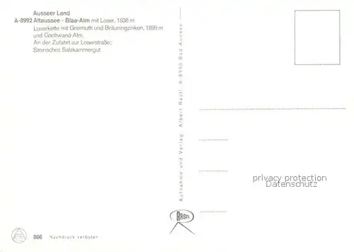 AK / Ansichtskarte Altaussee Blaa Alm Loserkette  Altaussee