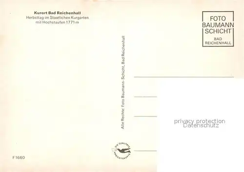 AK / Ansichtskarte Bad_Reichenhall Kurgarten mit Hochstaufen im Herbst Bad_Reichenhall