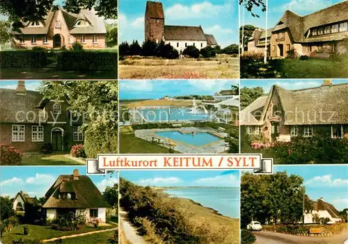 AK / Ansichtskarte Keitum_Sylt Kirche Reetdachhaeuser Freibad Keitum Sylt