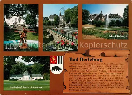 AK / Ansichtskarte Bad_Berleburg Goetheplatz Odeborn Schloss Berleburg Lustschloesschen mit Schlosspark Bad_Berleburg